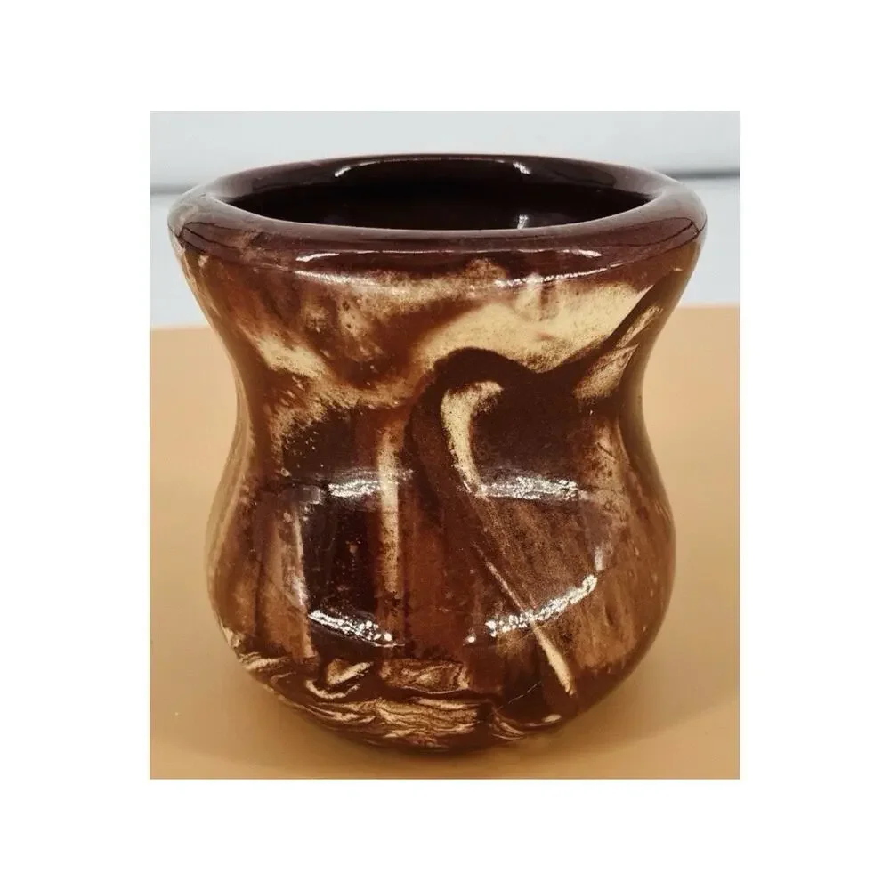 Vintage Clays in Calico Montana Studio Pottery Vase Brown Cream Swirl Glaze MCM